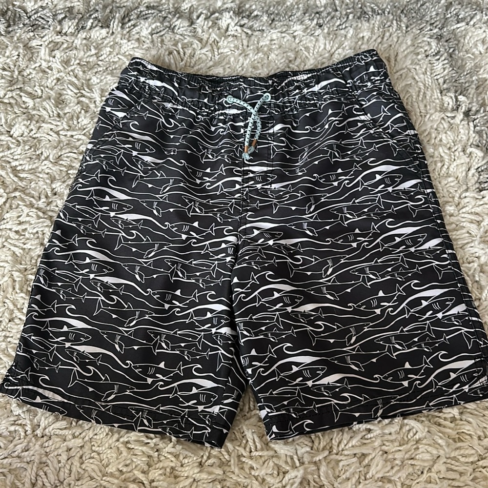 Art Class Shark Swim Trunks Black White